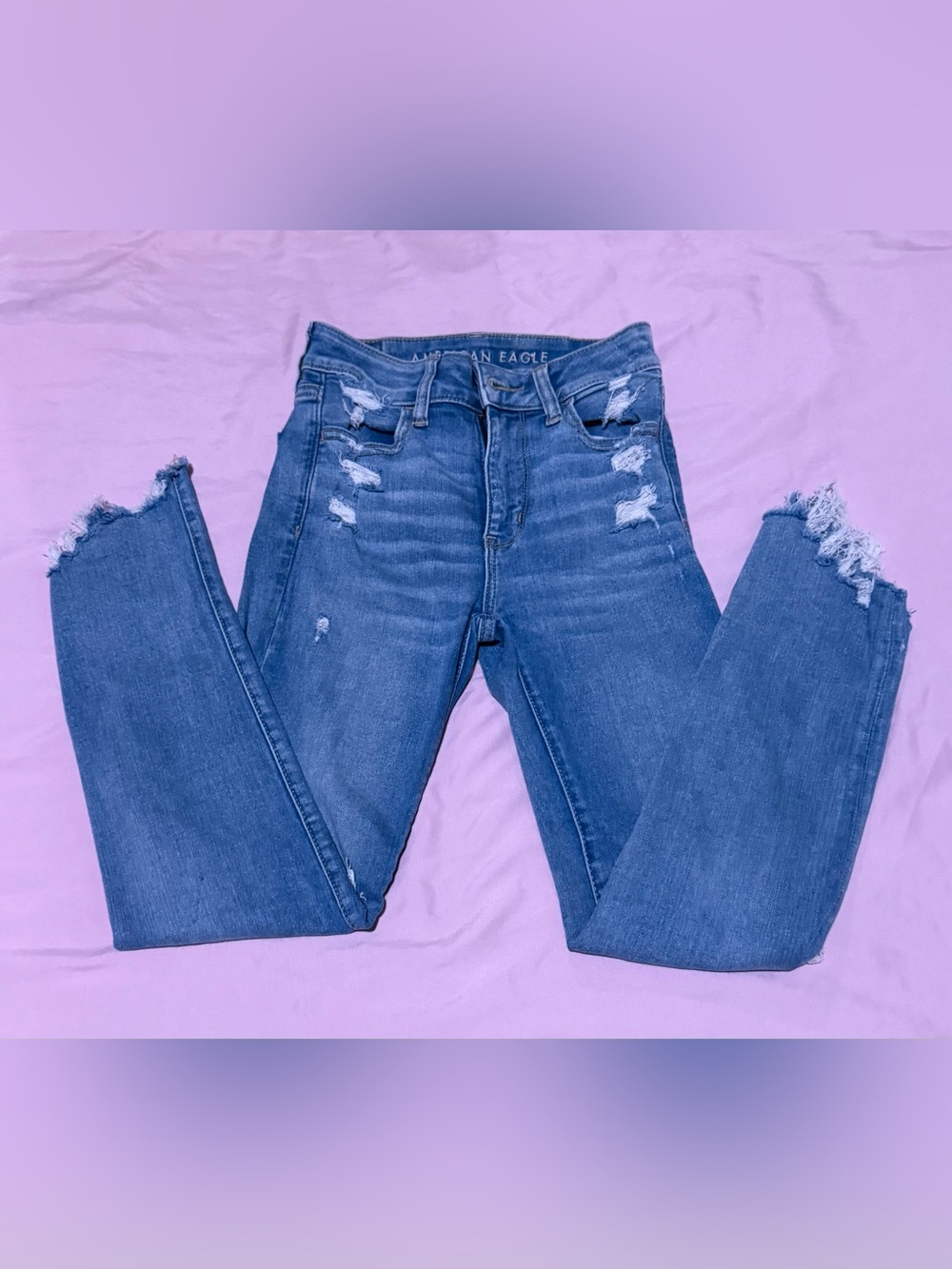 American Eagle Outfitters Distressed High-Rise Skinny Jeans - Blue